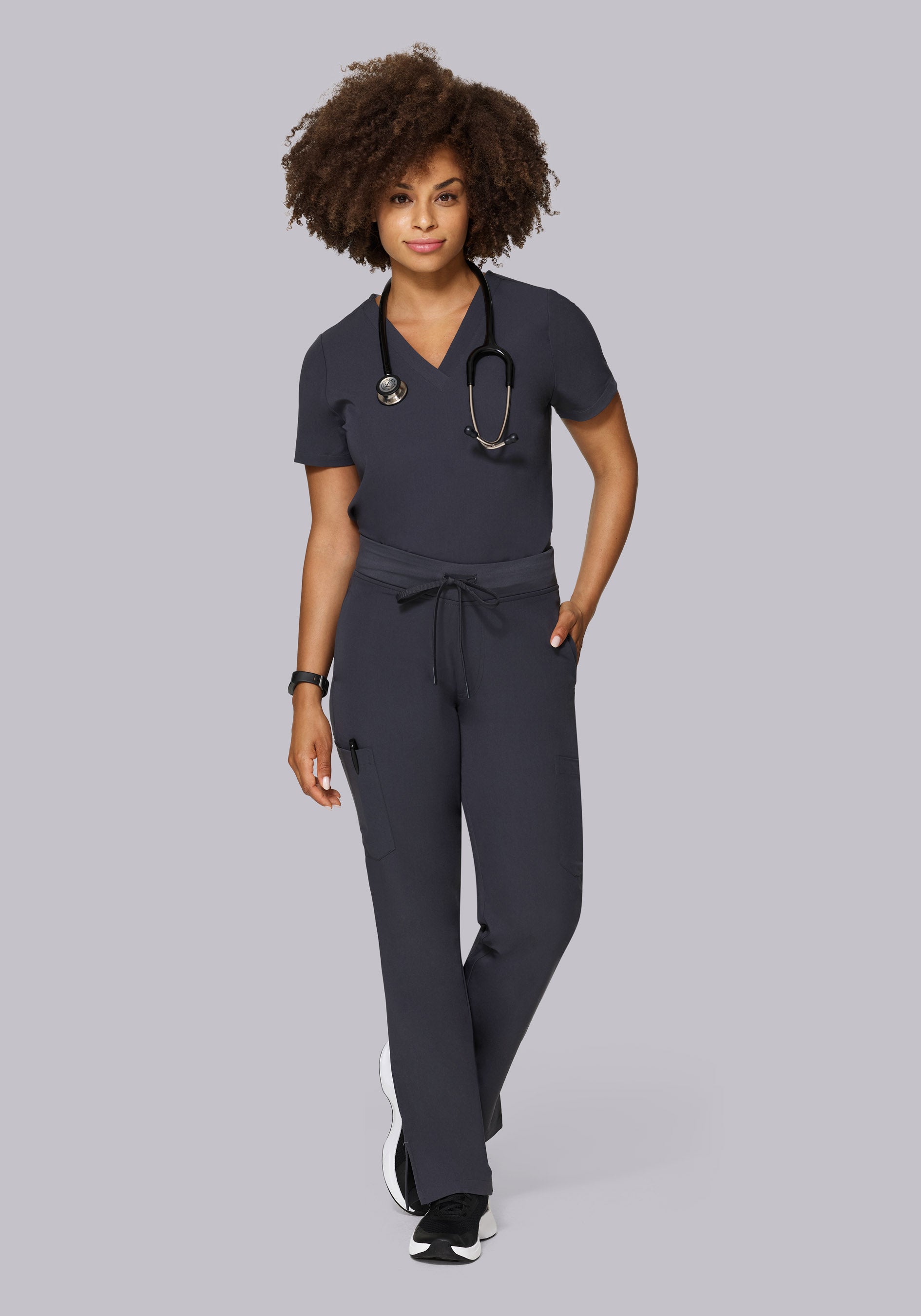 6 Pocket Top Pewter – Mandala Scrubs