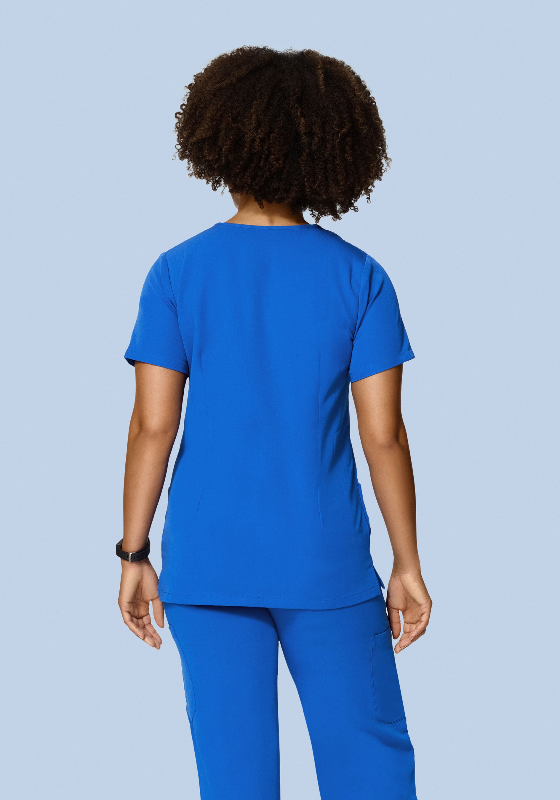 5 Pocket Notch Neck Top Royal Blue
