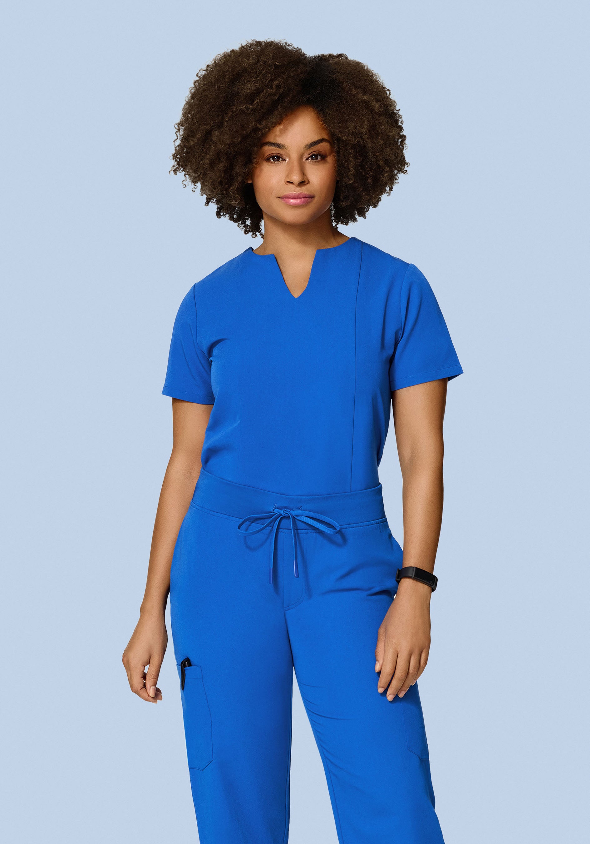 5 Pocket Notch Neck Top Royal Blue