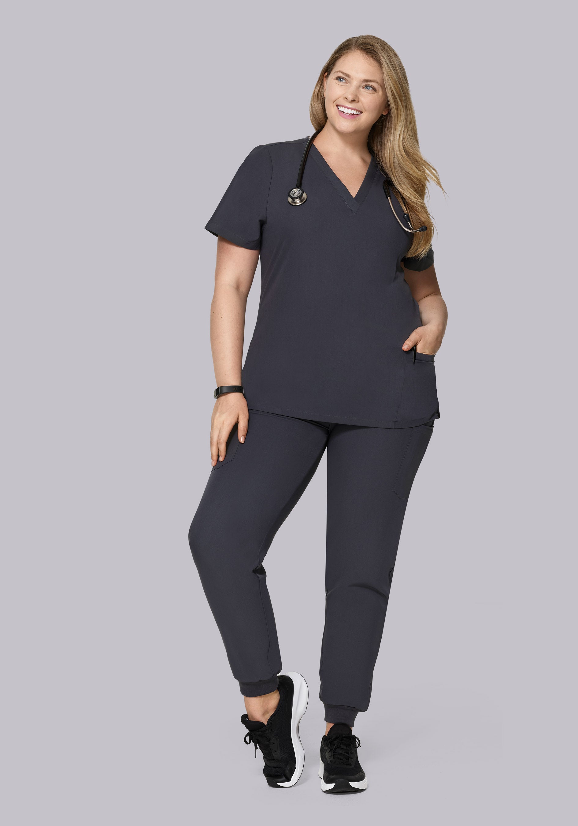 6 Pocket Top Pewter – Mandala Scrubs