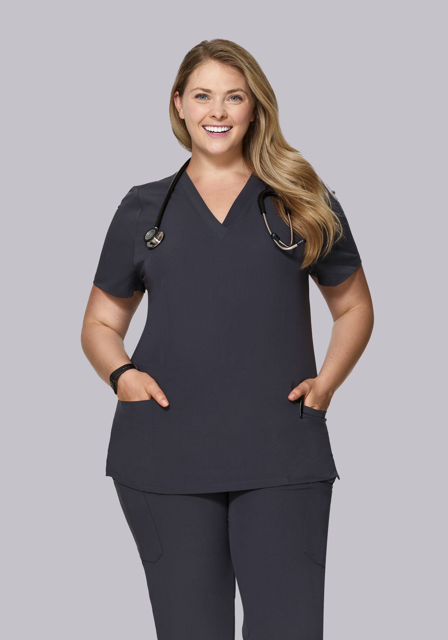 6 Pocket Top Pewter – Mandala Scrubs