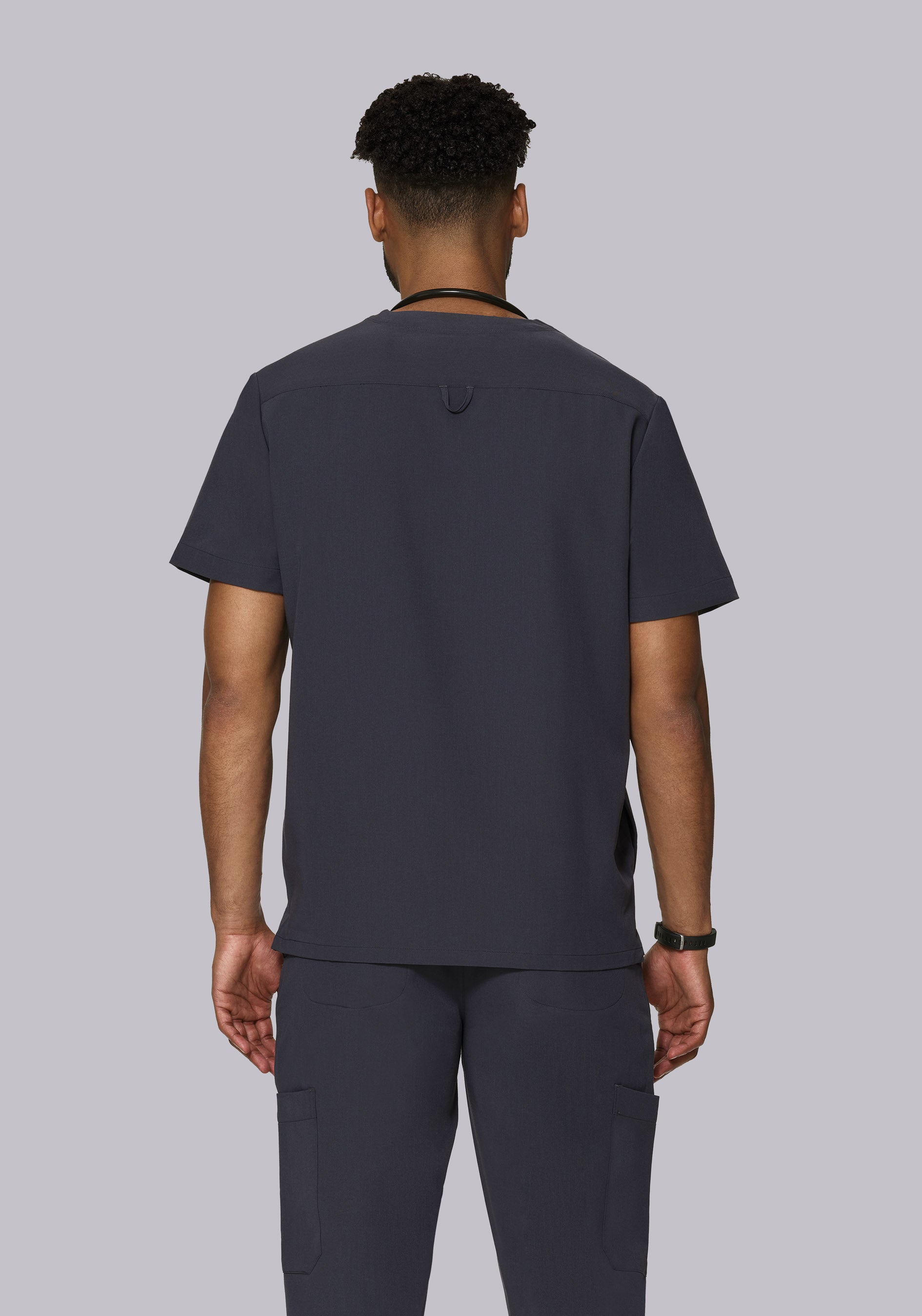 Three Pocket Scrubs Top Mens Pewter – Mandala Scrubs