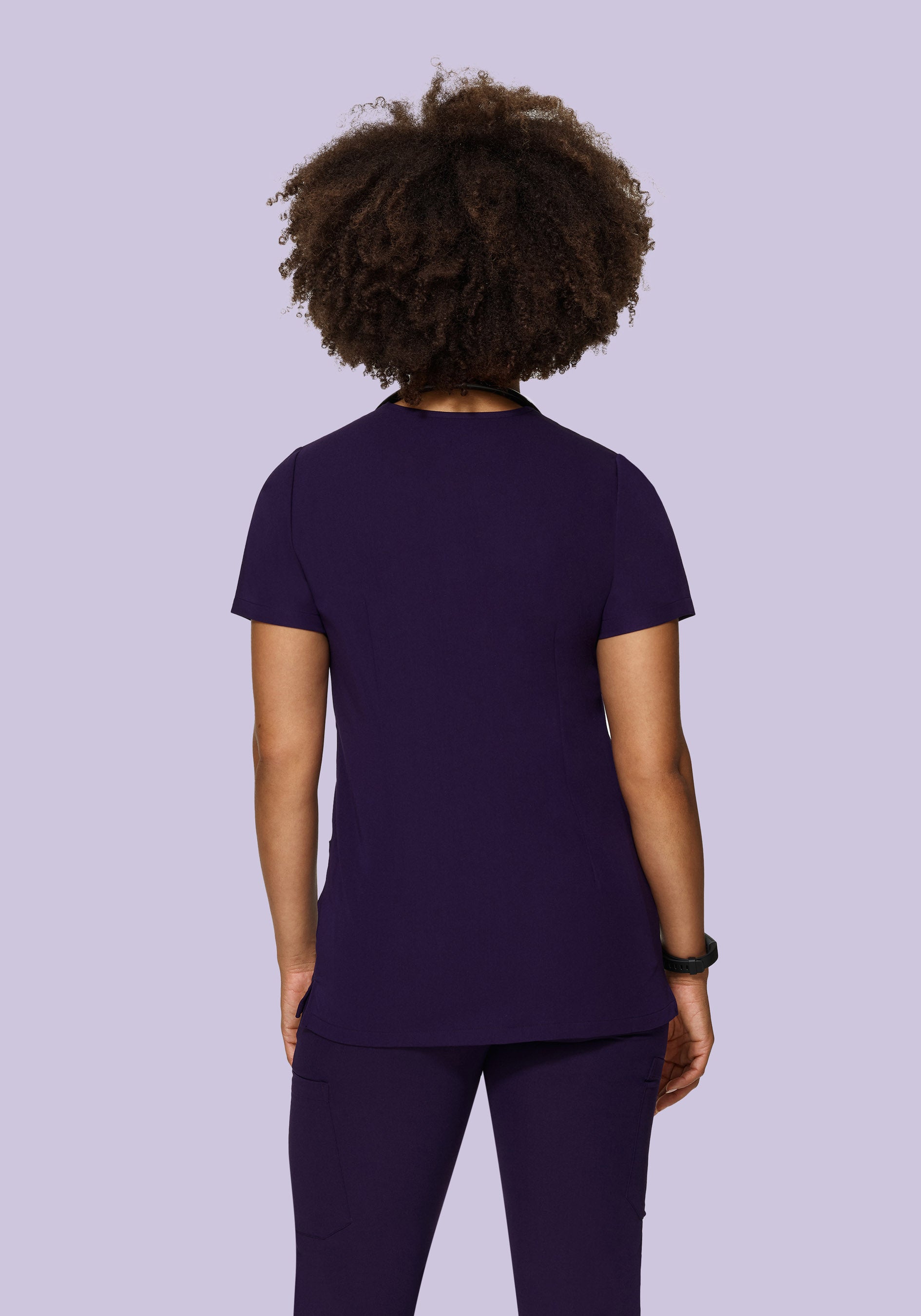 6 Pocket Top Eggplant Mandala Scrubs