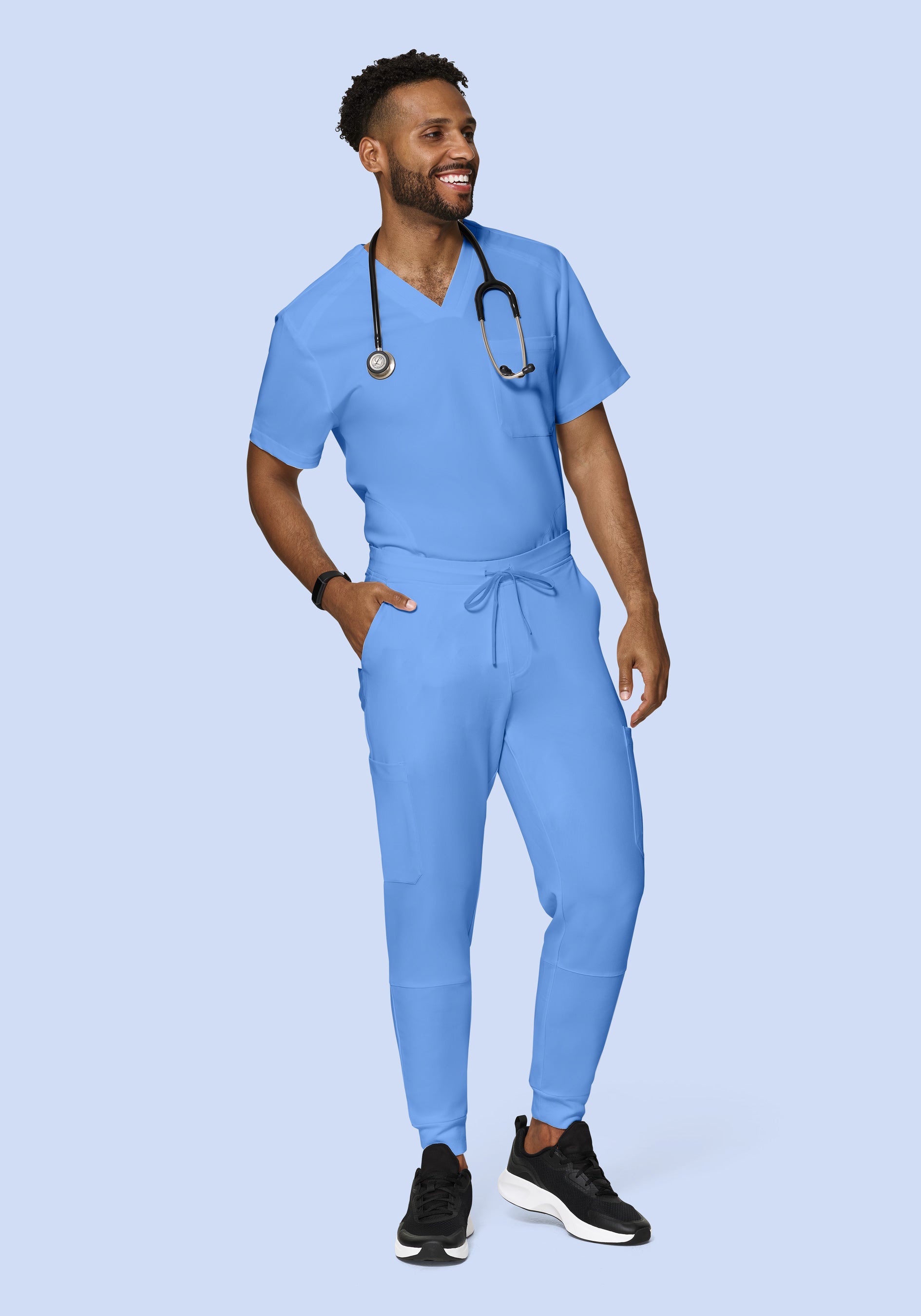Two Pocket Scrubs Top Mens Ceil Blue – Mandala Scrubs