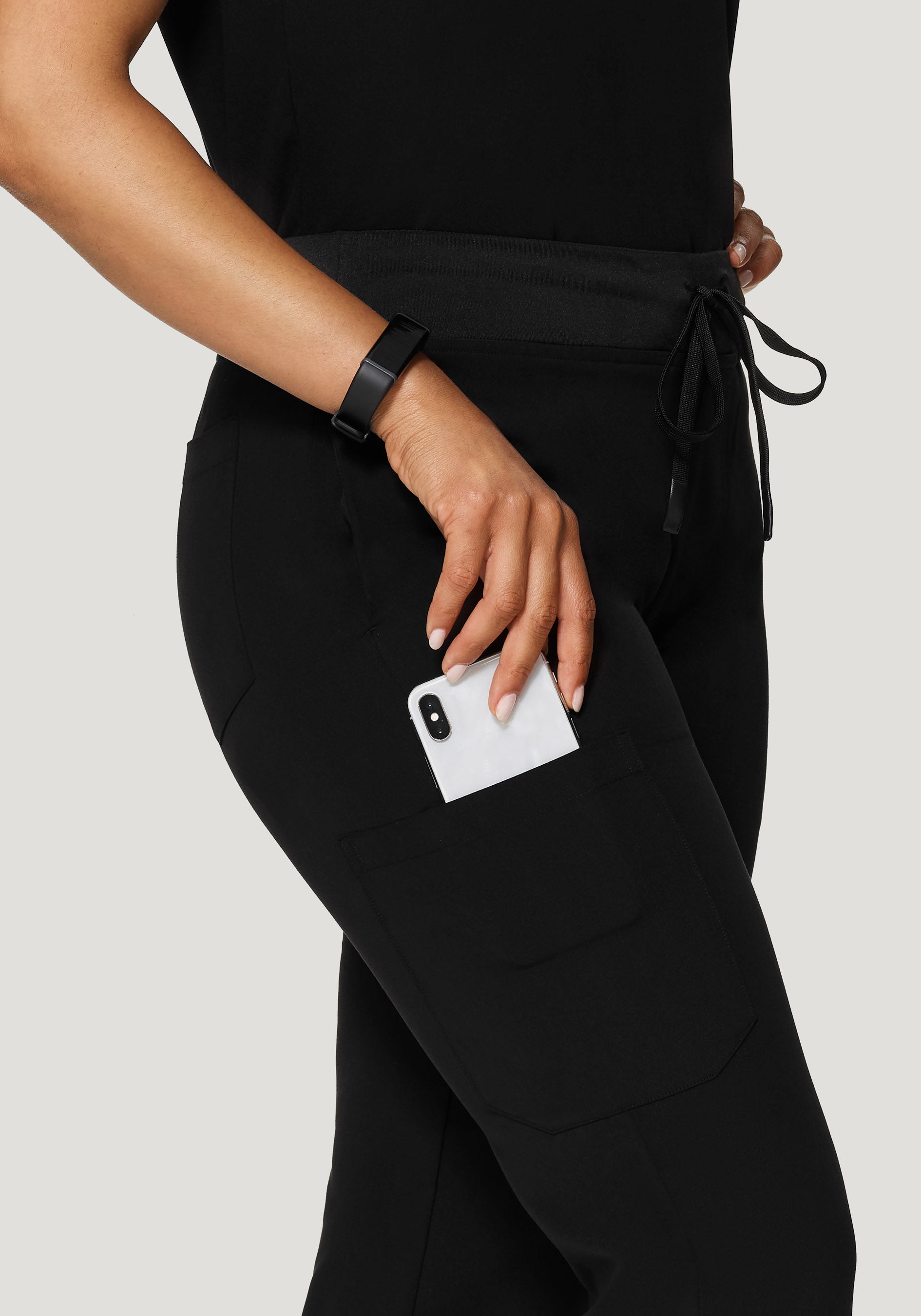 Women's High Waisted Jogger Scrub Pants - Black | Mandala Scrubs