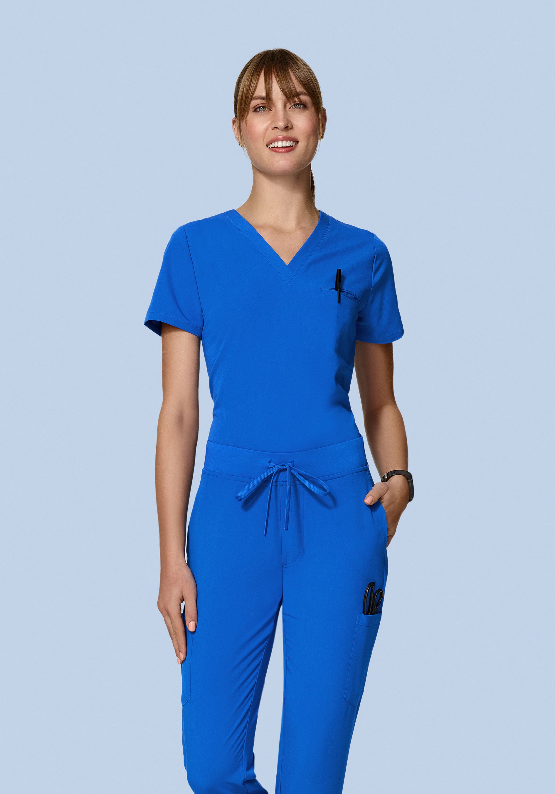 Women's V-Neck 1-Pocket Scrub Top - Royal Blue | Mandala Scrubs