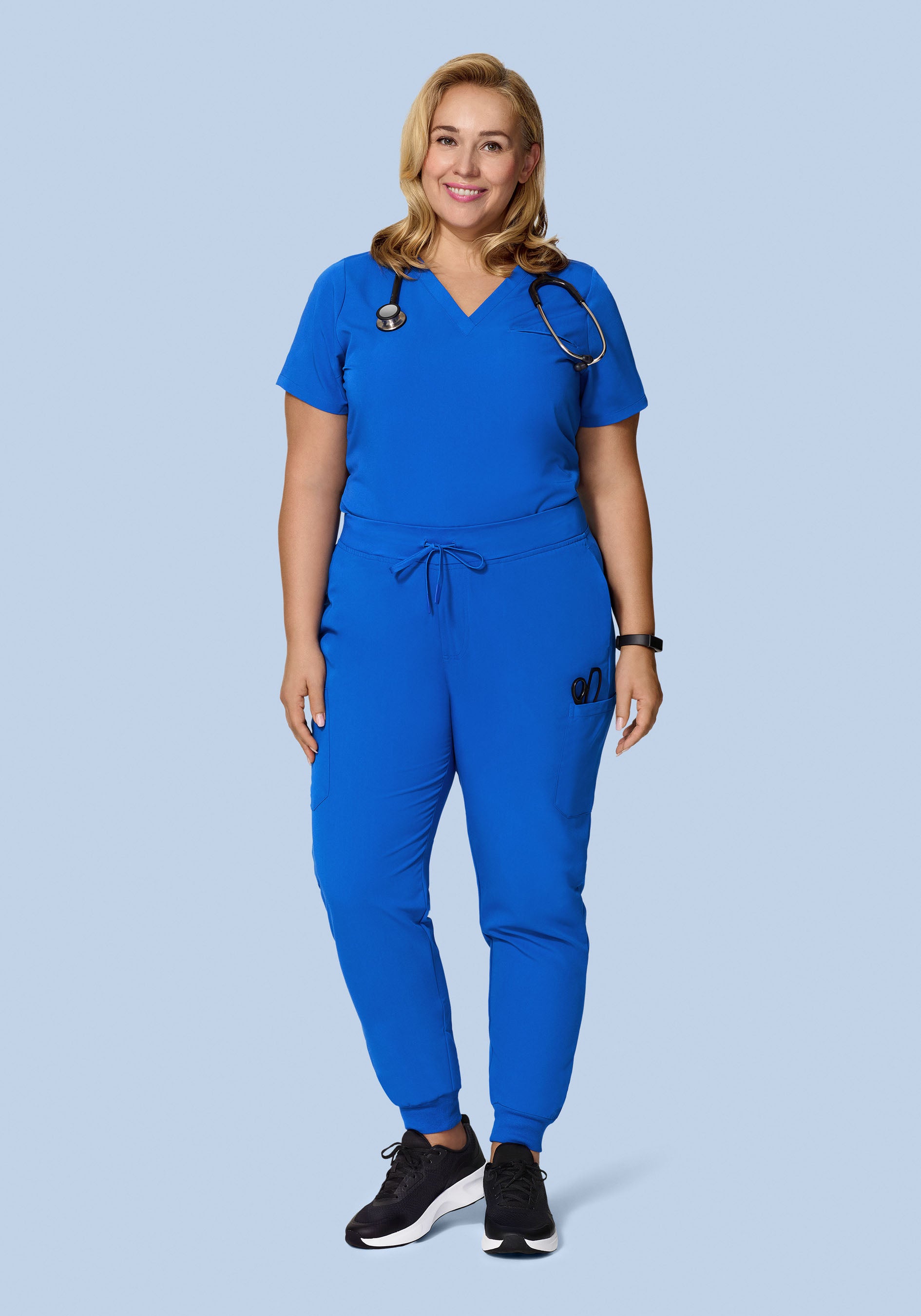 Women's Mid-Rise 9-Pocket Jogger Scrub Pants - Royal Blue