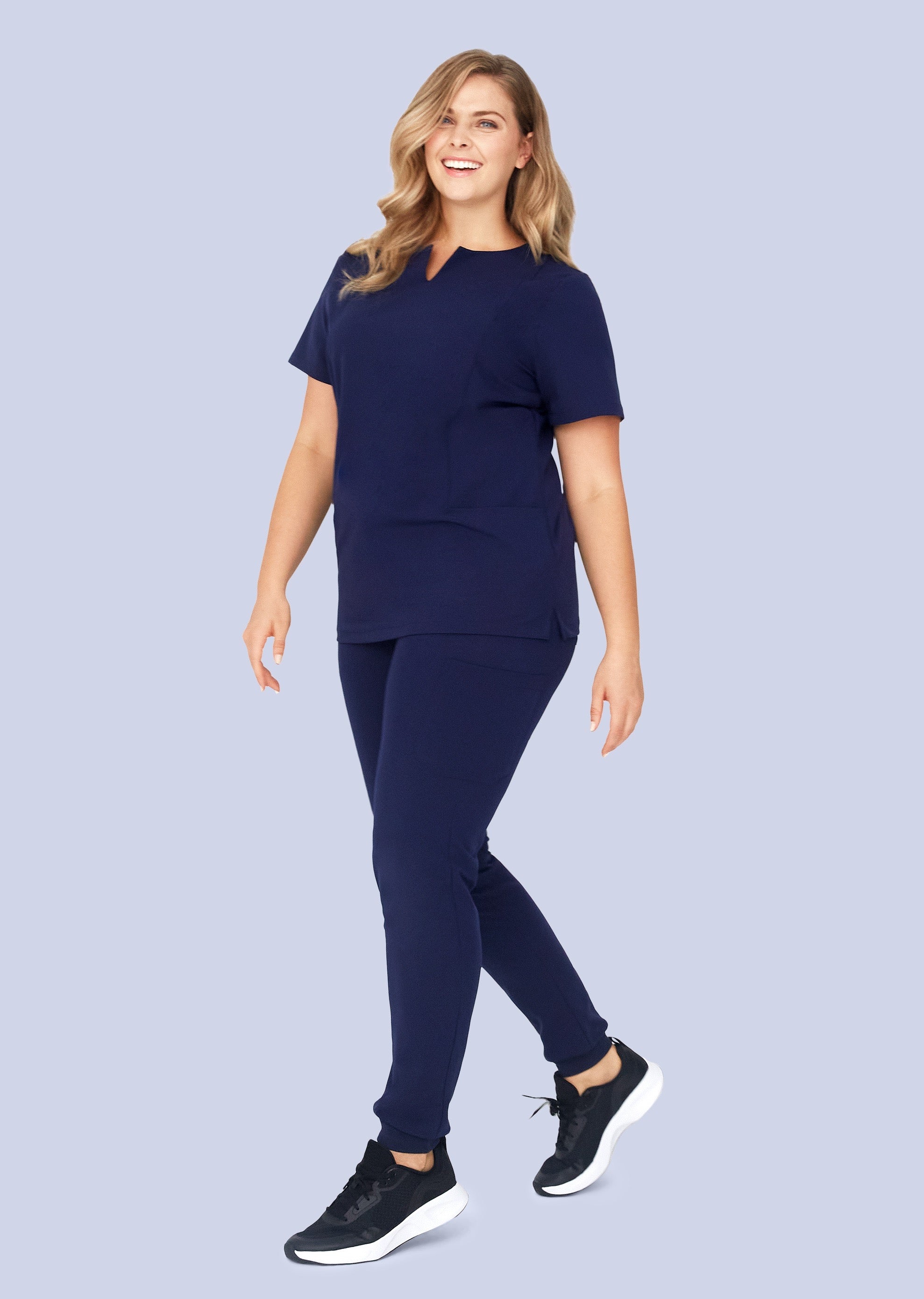 5 Pocket Notch Neck Top Navy