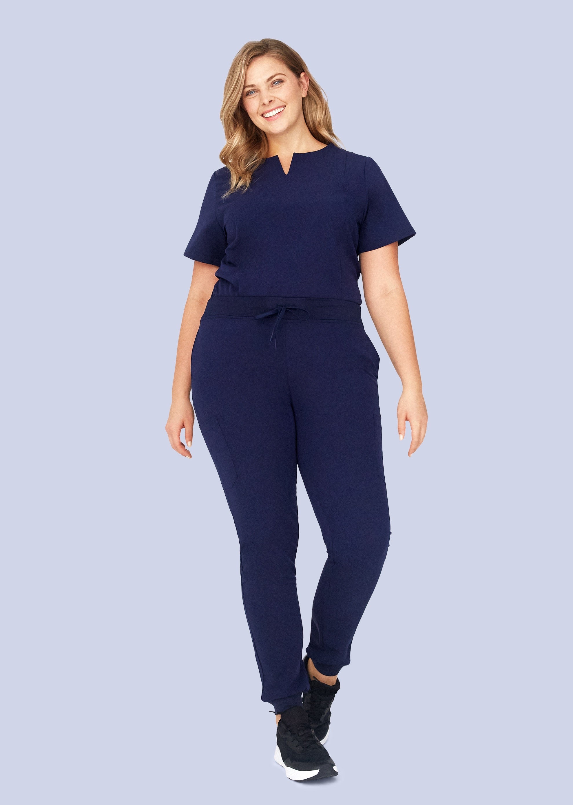 5 Pocket Notch Neck Top Navy