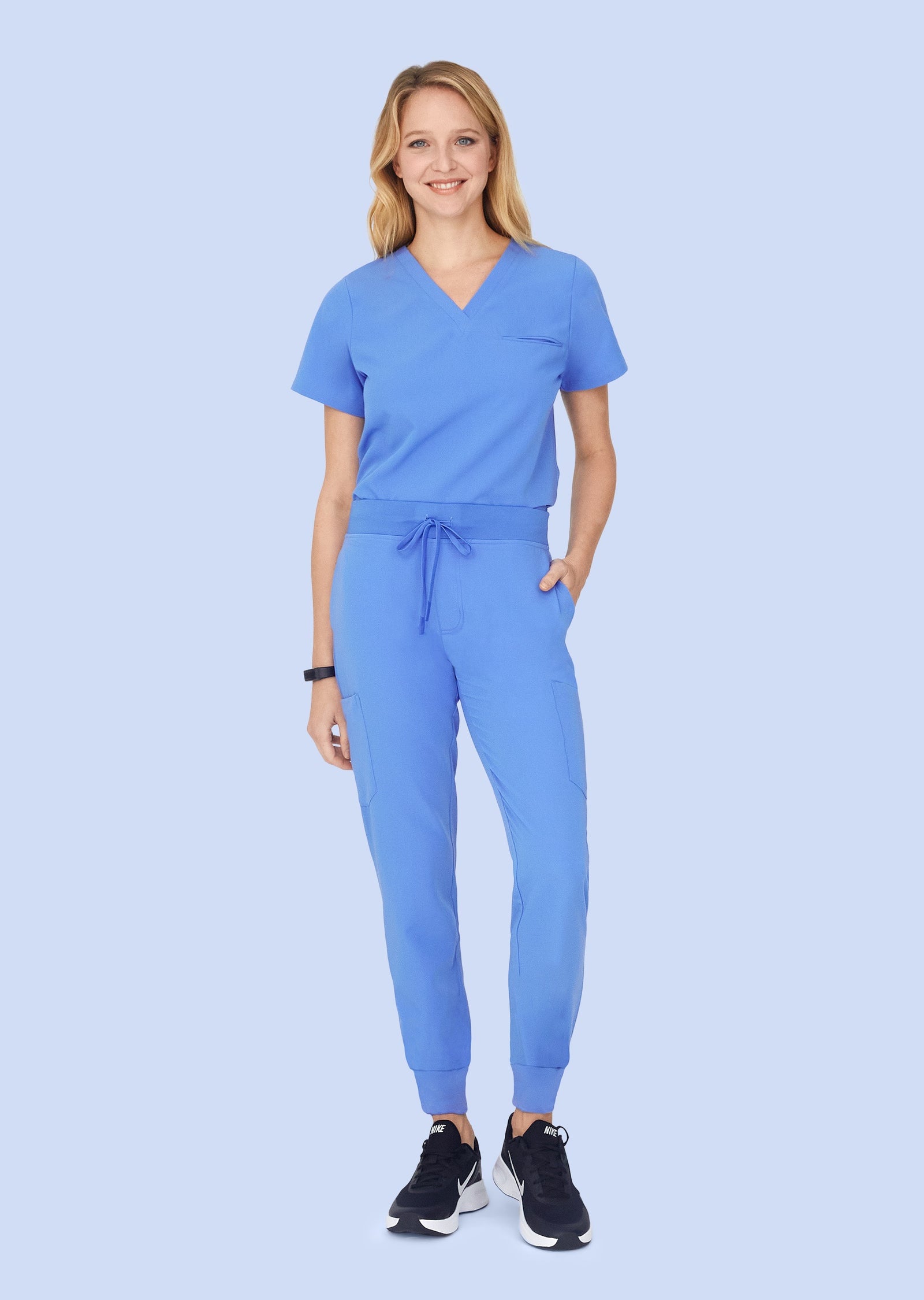 ceil blue scrub dress Sky Blue Cute Scrub Dresses Ceri Essential 6-Pocket Scrub Jacket Ceil Blue Jaanuu