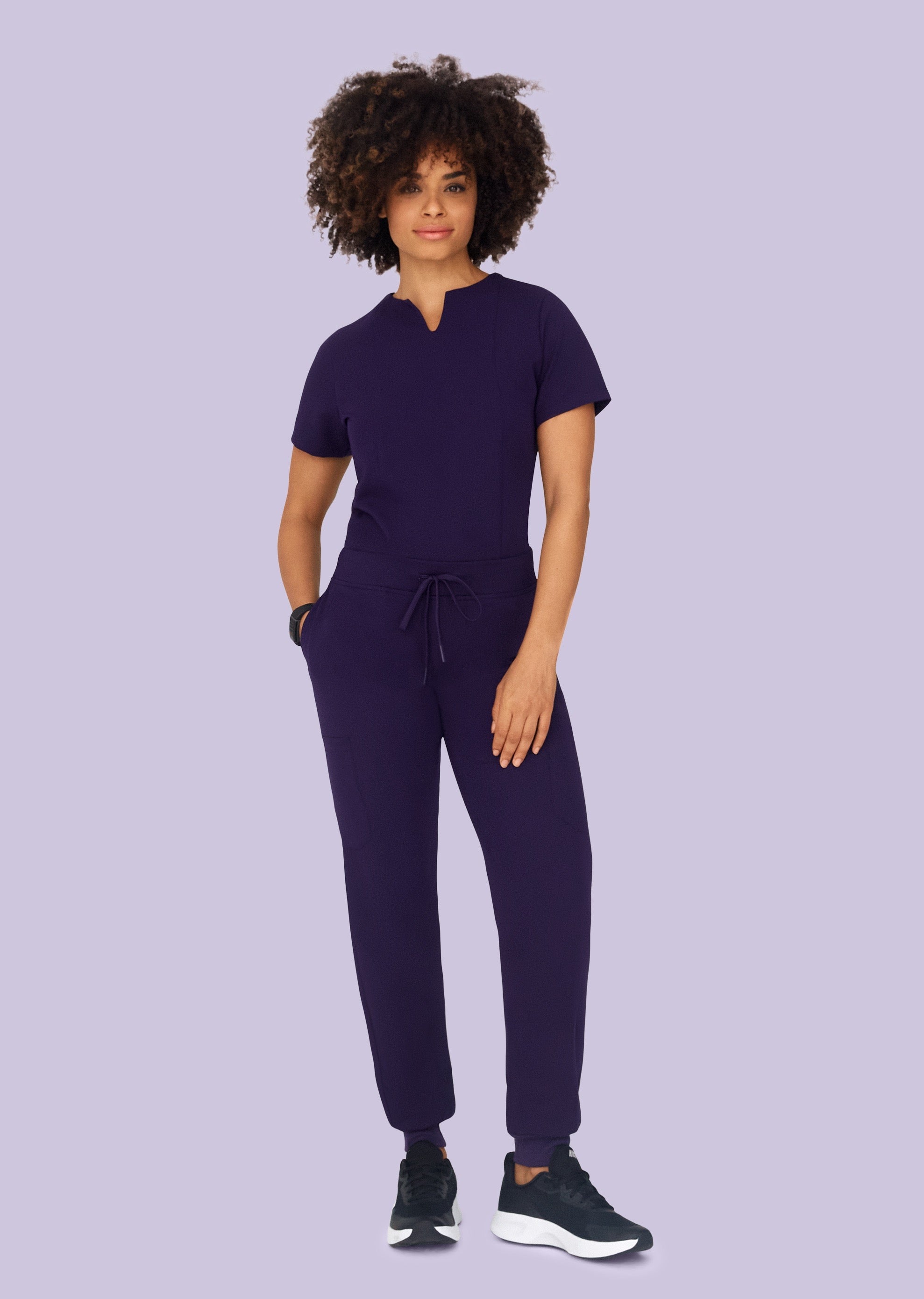 5 Pocket Notch Neck Top Eggplant