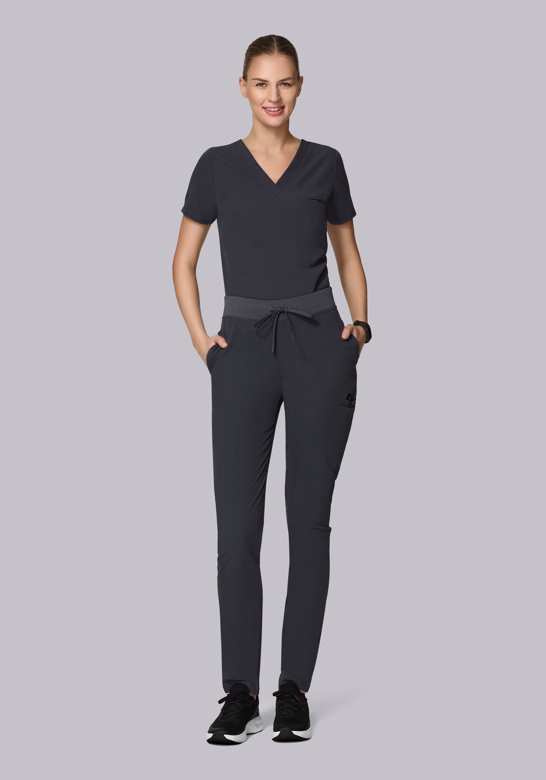 6 Pocket Slim Pants Pewter – Mandala Scrubs