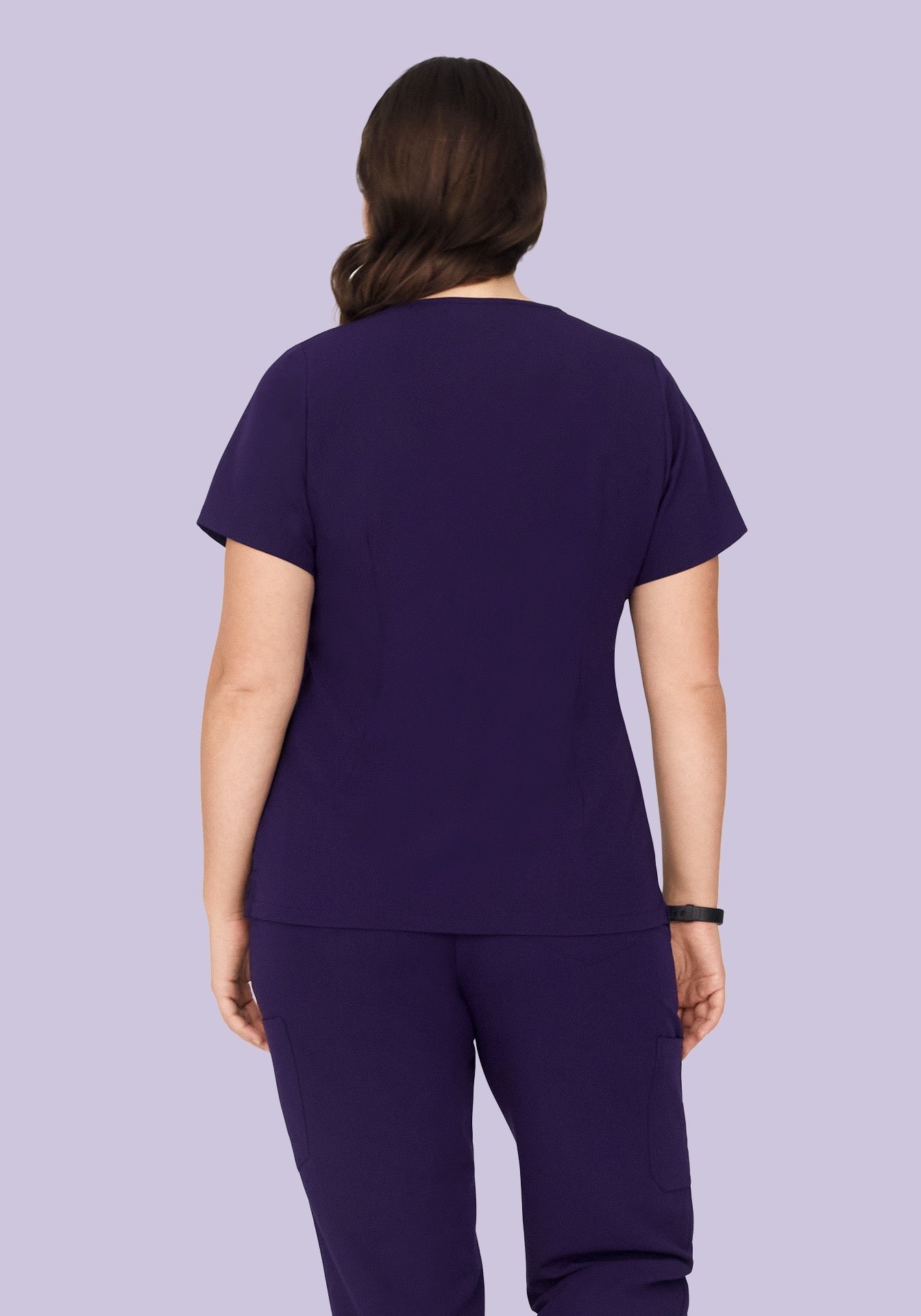 5 Pocket Notch Neck Top Eggplant