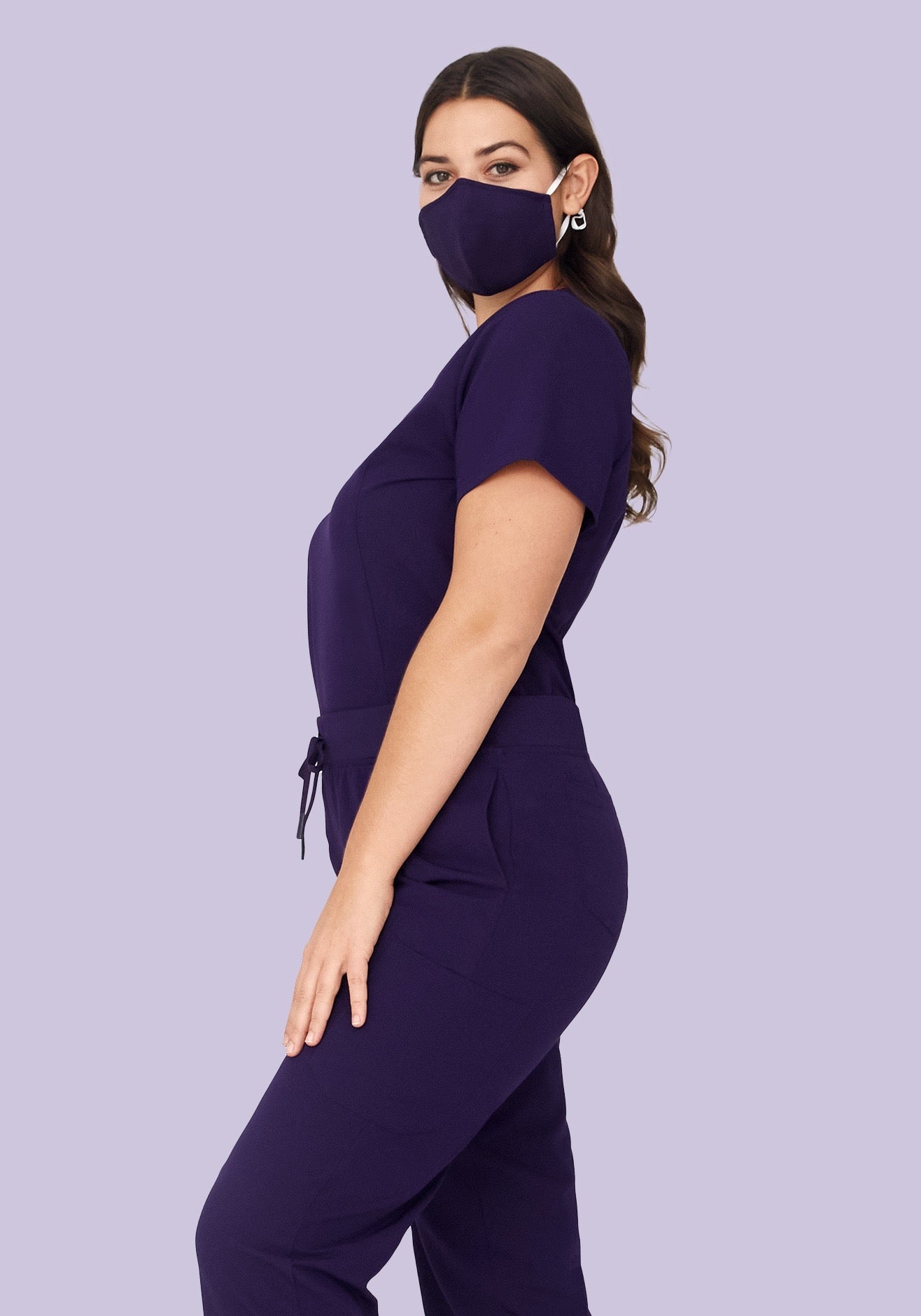 5 Pocket Notch Neck Top Eggplant