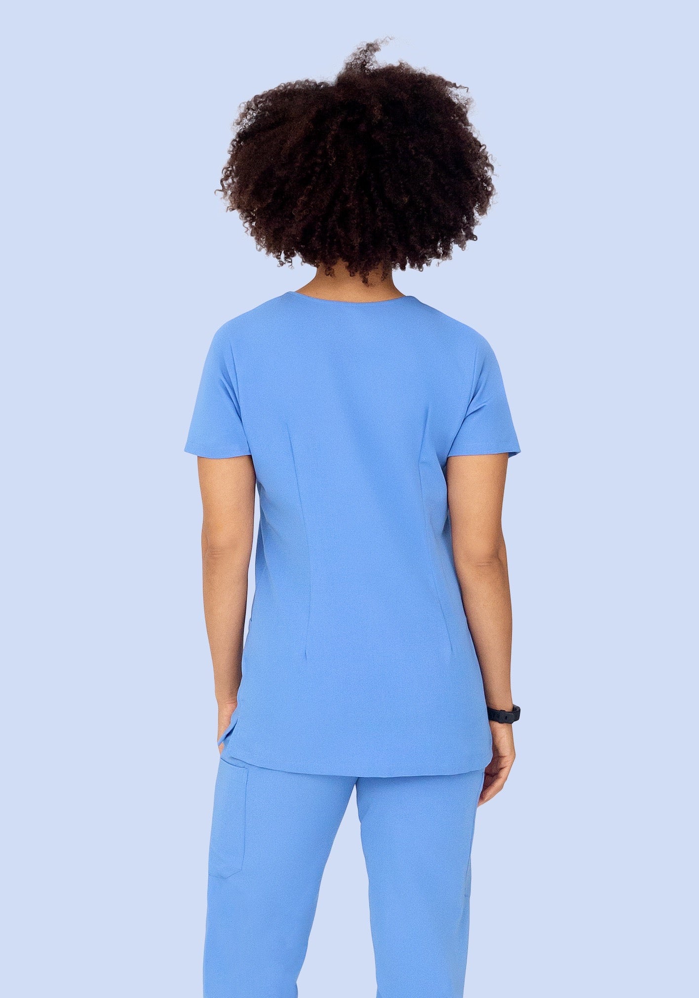 5 Pocket Notch Neck Top Ceil Blue